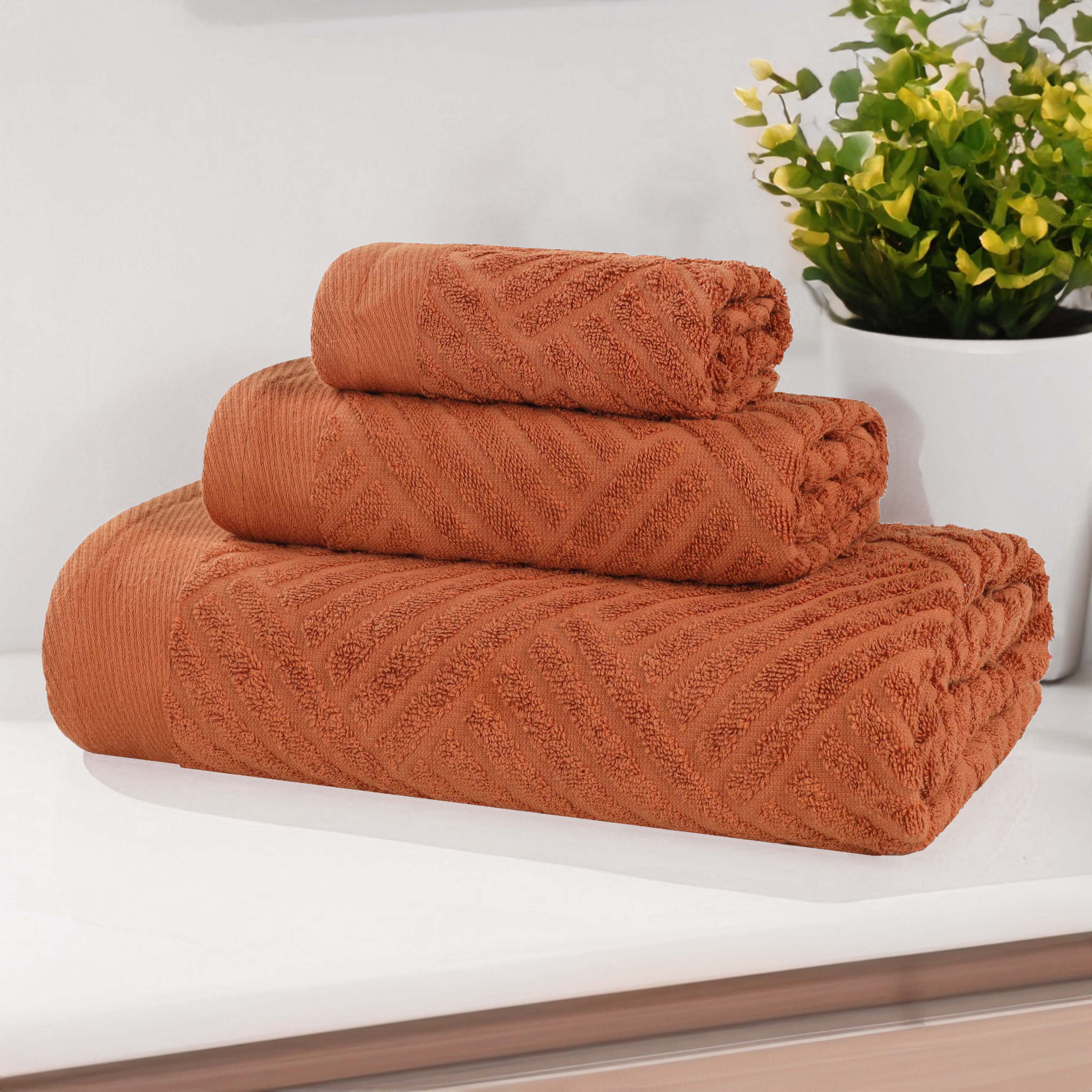 Premium Basketweave Egyptian Cotton Jacquard 3-Piece Towel Set - Ultra Soft & Absorbent Bath, Beach & Spa Towels for Luxury Home & Hotel Use
