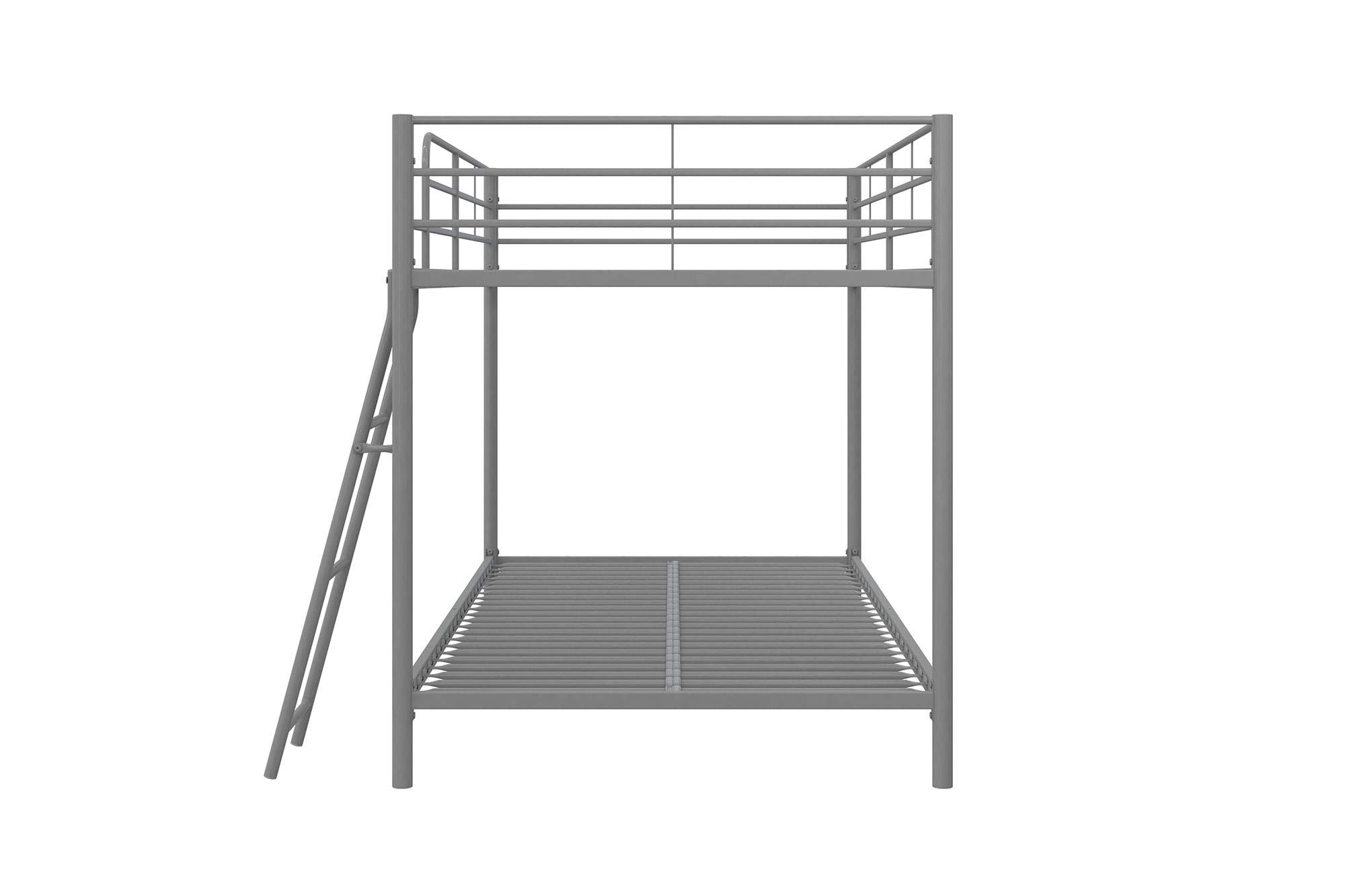 DHP Junior Twin Bunk Bed with Metal Frame & Full-Length Guardrails - Space-Saving Silver Bunk Bed for Kids & Teens - Perfect for Small Bedrooms, Dorm Rooms & Shared Kids' Rooms