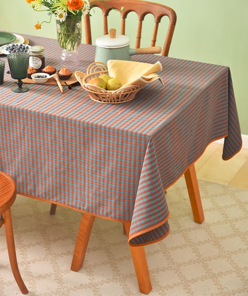 Premium Cotton Checkered Tablecloth - Washable Rectangle Table Cover for Kitchen, Dining Room & Coffee Table - Farmhouse Style Home Decor for Everyday Use & Special Occasions