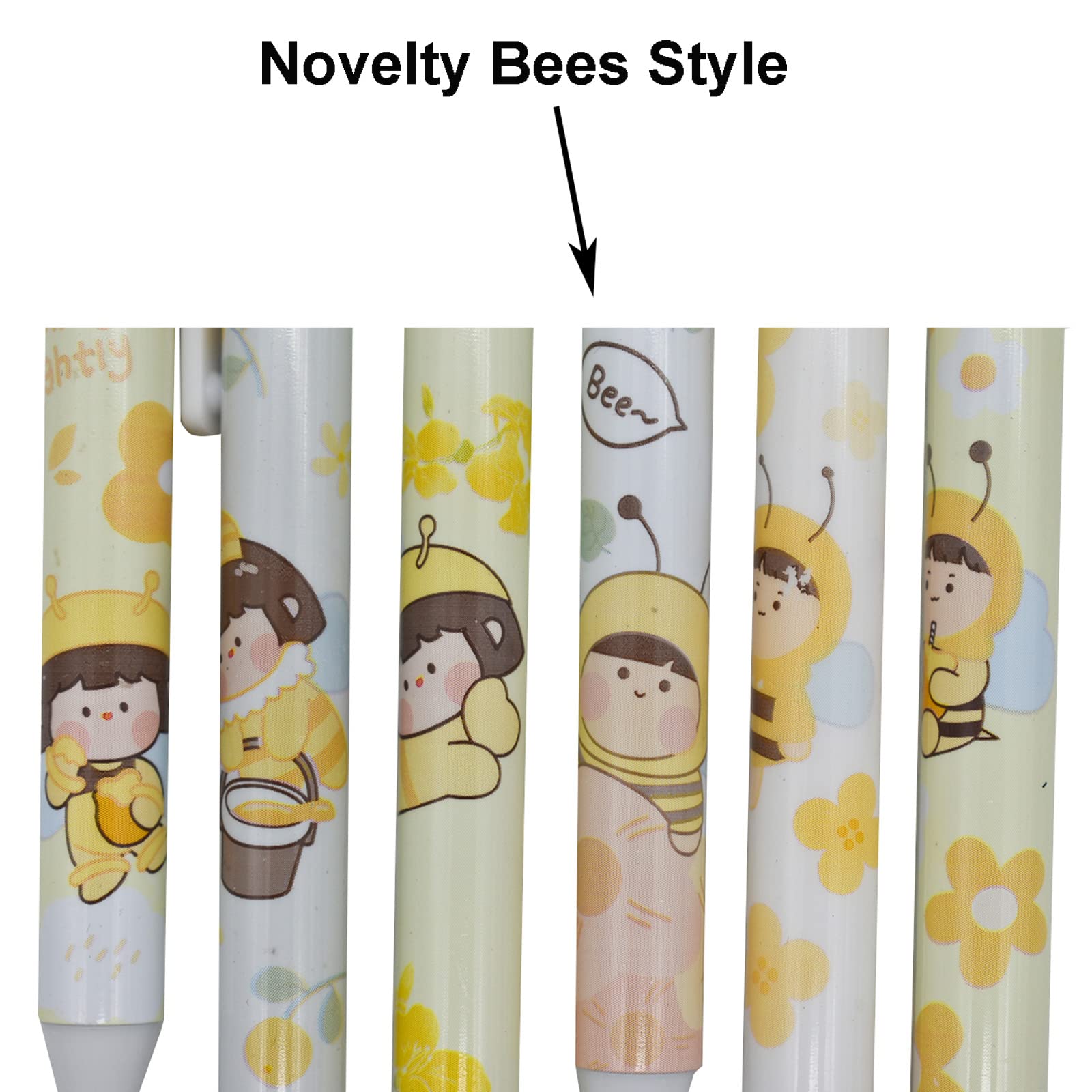 12 PCS Cartoon Bees Gel Pens - Cute Animal Retractable Ballpoint Pens with Black Ink for School, Office & Party Supplies - Perfect for Note Taking, Gift Giving & Creative Writing