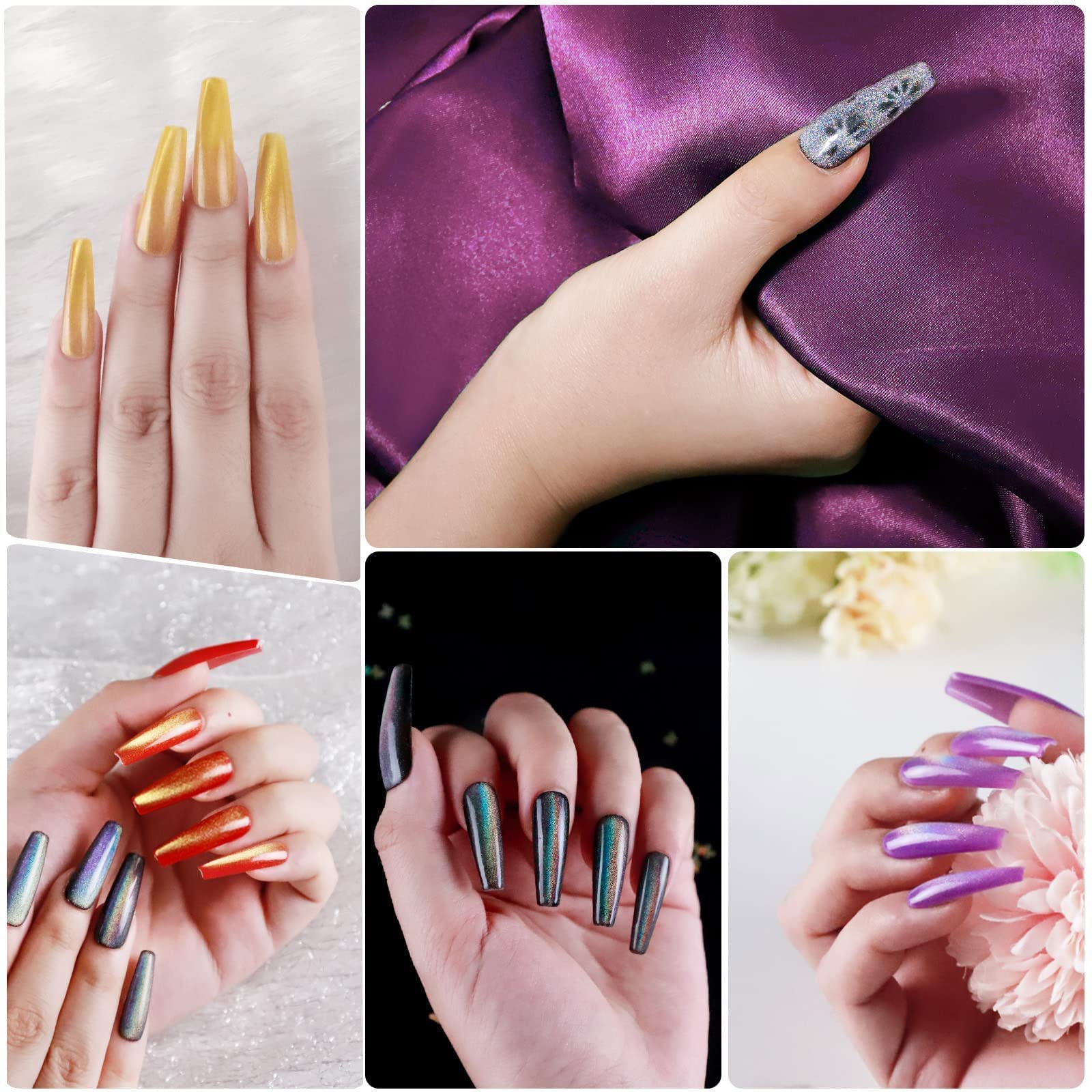 Biutee 9D Holographic Glitter Magnetic Cat Eye Gel Nail Polish Kit - 6 Colors UV Soak Off Gel Polish for DIY Nail Art | Home & Salon Use, Party & Special Occasion Nails
