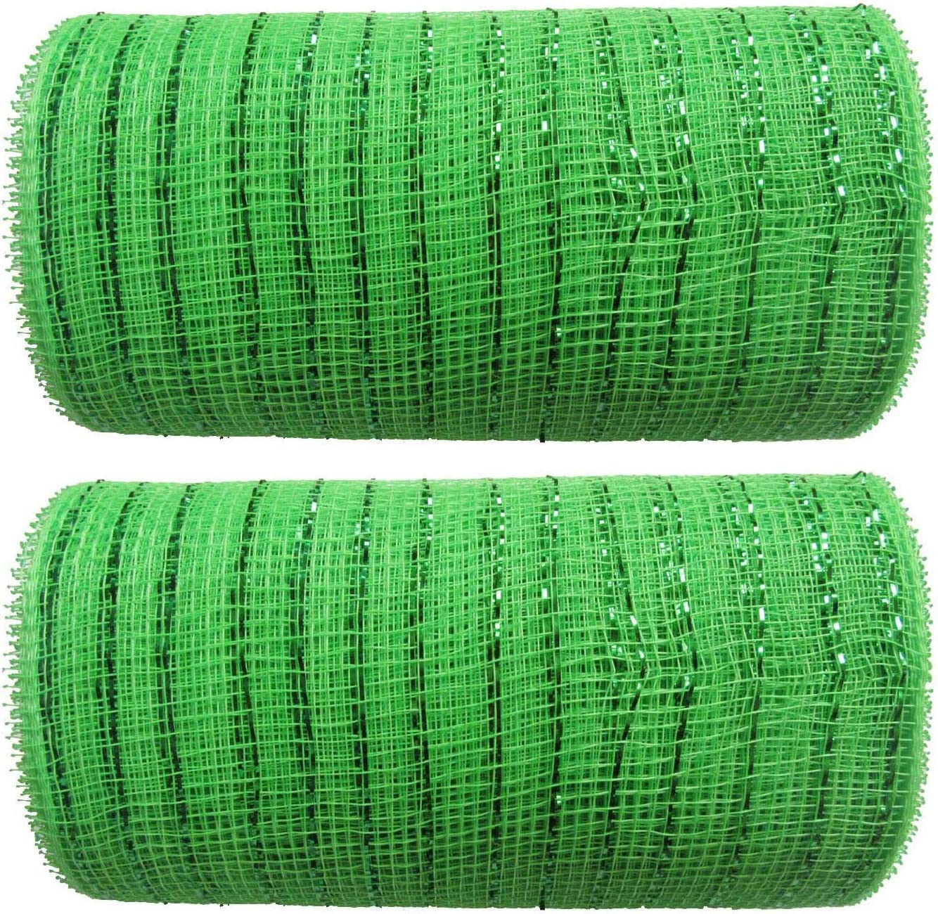XiXiboutique 6 Inch Metallic Deco Poly Mesh Ribbon - 30 Feet (2 Pack) - Apple Green - Perfect for Gift Wrapping, Party Decorations, and DIY Crafts