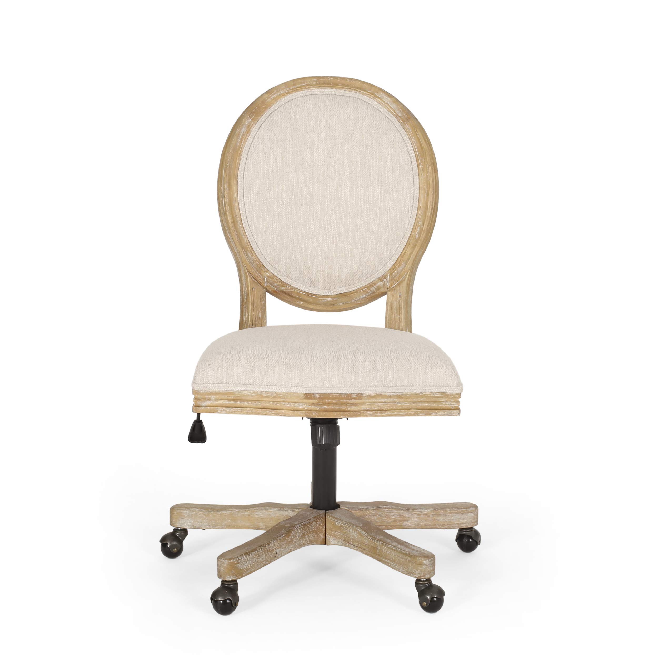 Christopher Knight Home Pishkin Ergonomic Office Chair - Beige & Natural Fabric - Comfortable Desk Chair for Home Office, Gaming, and Workspace