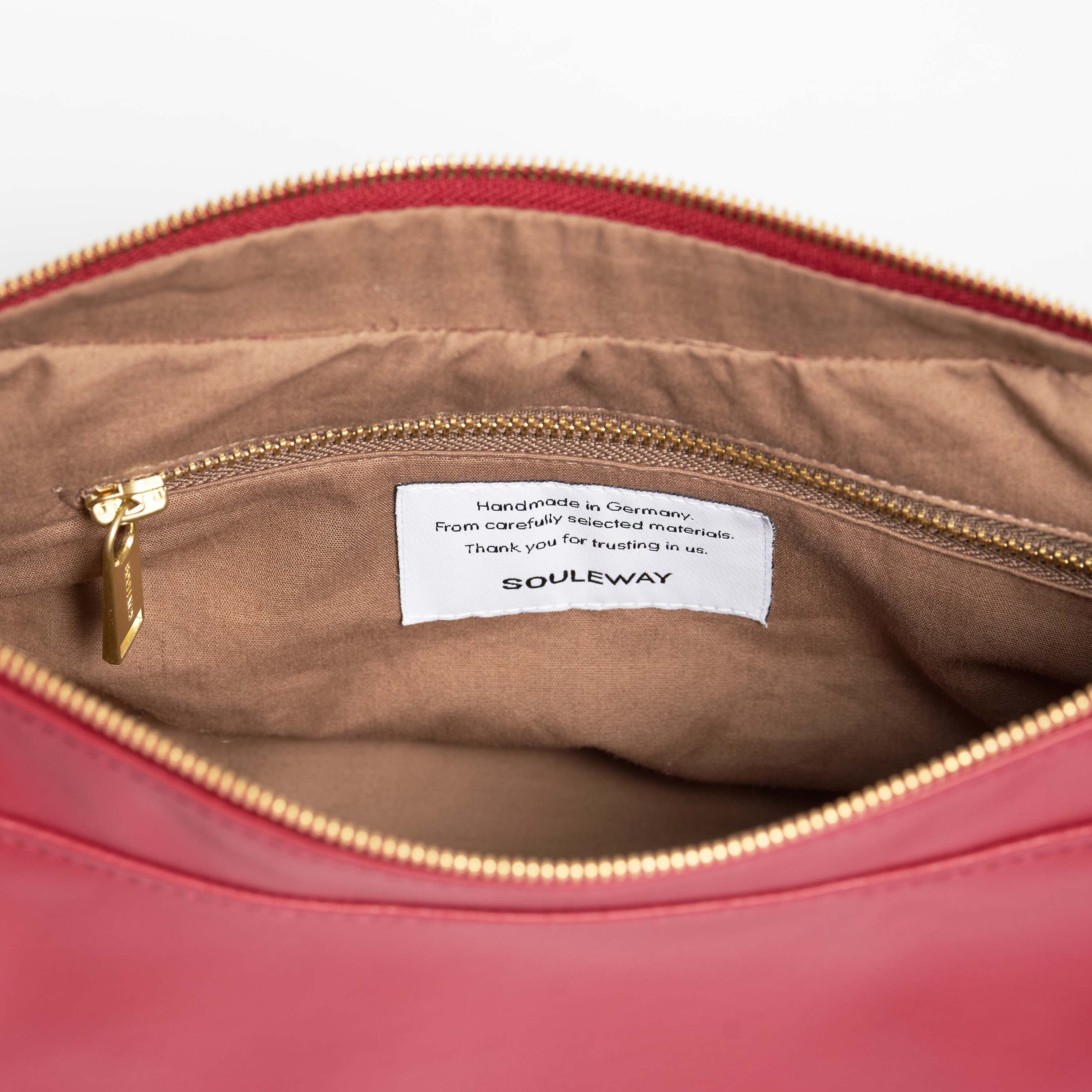 Oleatex Vegan Olive Leather Half Moon Crossbody Bag | Cherry Red | Eco-Friendly Fashion for Women | Perfect for Casual Outings & Evening Events