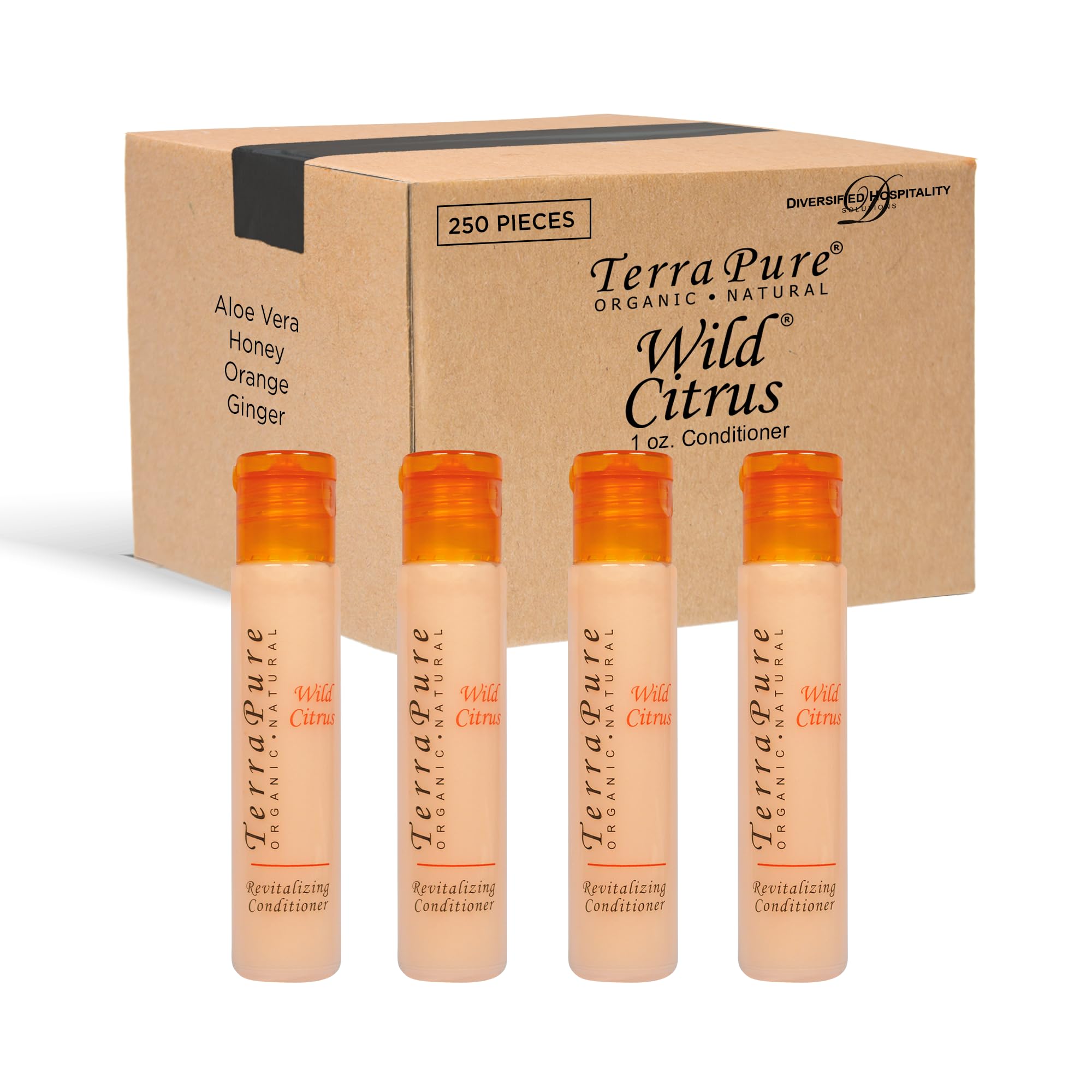 Terra Pure Wild Citrus Hair Conditioner - Travel Size 1 oz (Pack of 250) - Perfect for Hotels, Gyms, Spas & Sample Kits | Sulfate-Free & Nourishing Formula