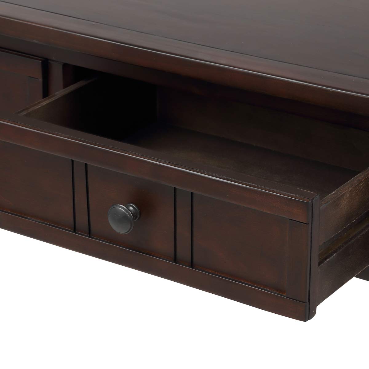 Vintage Solid Wood Console Table with 2 Storage Drawers & Open Shelf - Entryway, Hallway & Living Room Sideboard - Espresso Finish (35.43