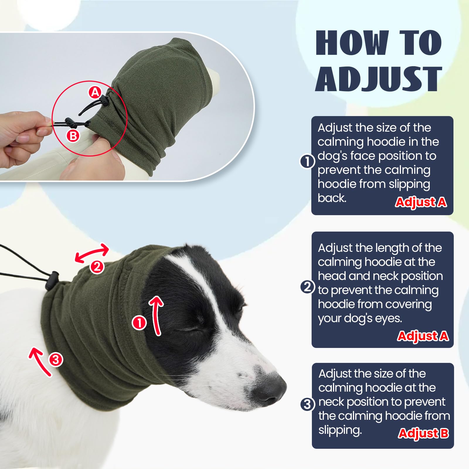 Nanaki Dog Calming Hoodie – Upgrade Anti-Slip Ear Wraps for Noise Protection, Adjustable Dog Ear Muffs for Fireworks & Grooming – Soft Dog Snood & Head Wrap for Anxiety Relief (Perfect for Storms, Travel & Vet Visits)