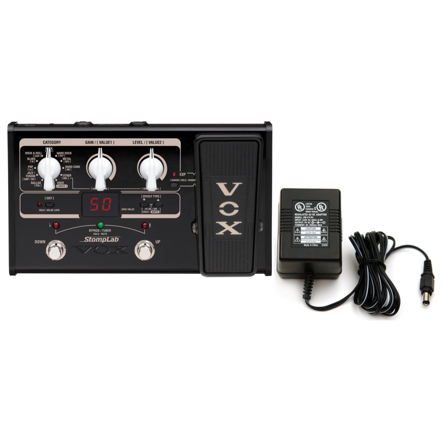 Vox Stomplab IIG 2G Guitar Multi-Effects Pedal with Built-In Expression Pedal & Power Supply - Professional Guitar Effects Processor for Live Performance & Studio Recording