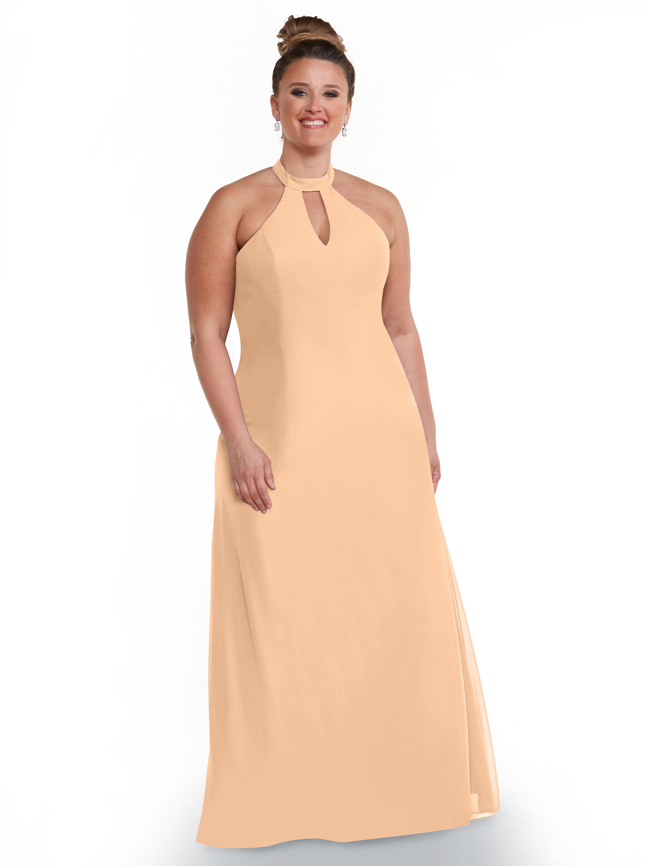 Elegant 80138 Chiffon A-Line Bridesmaid Dress with Keyhole Halter Neckline - Perfect for Weddings, Formal Events & Special Occasions