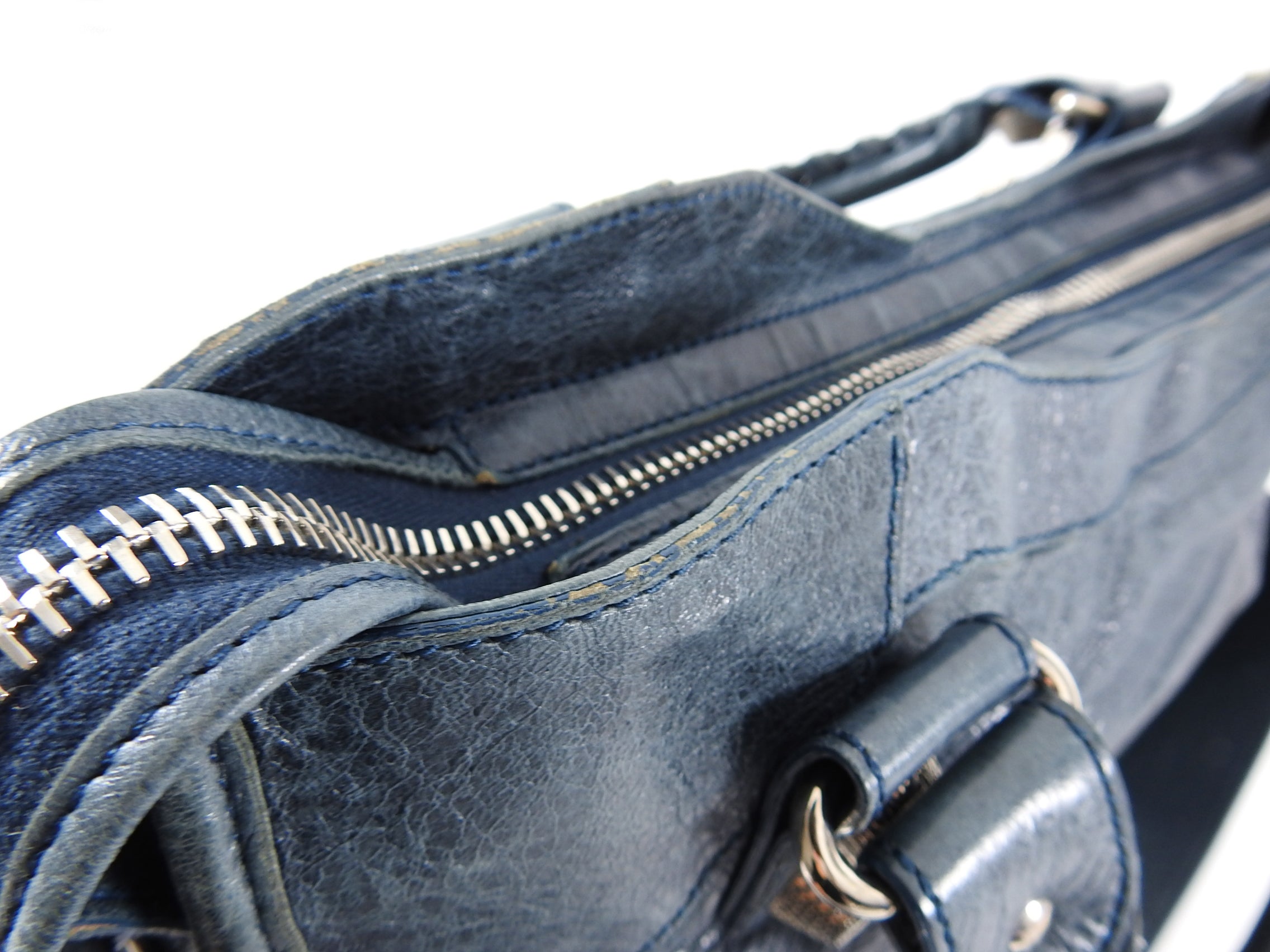 Balenciaga City Bag in Denim Blue with Giant 21 Silver Hardware - Stylish Crossbody Handbag for Women, Perfect for Casual Outings and Travel Accessories