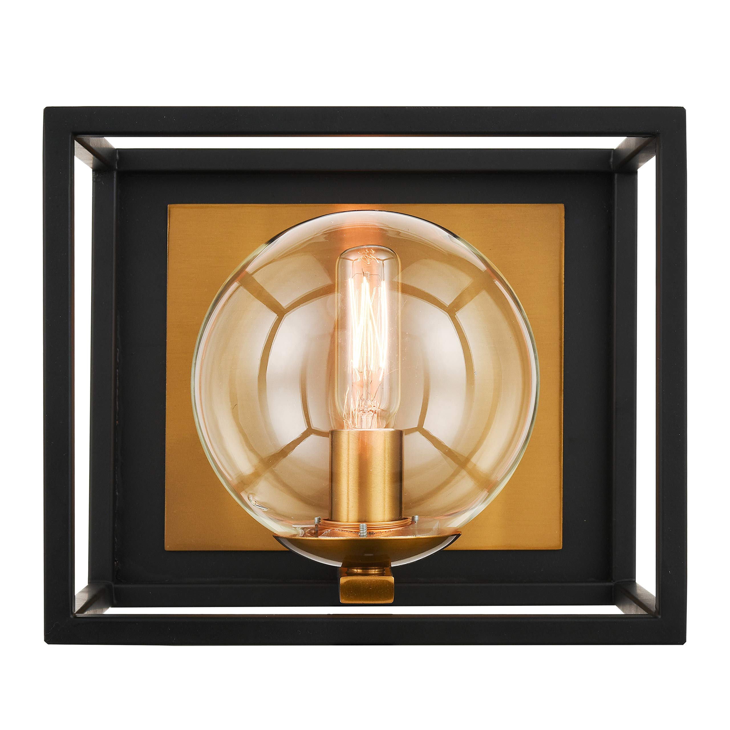 Light Society Vinn 1-Light Modern Vanity Light in Black & Brushed Brass - Perfect for Bathroom, Dressing Room & Bedroom Makeup Area Lighting