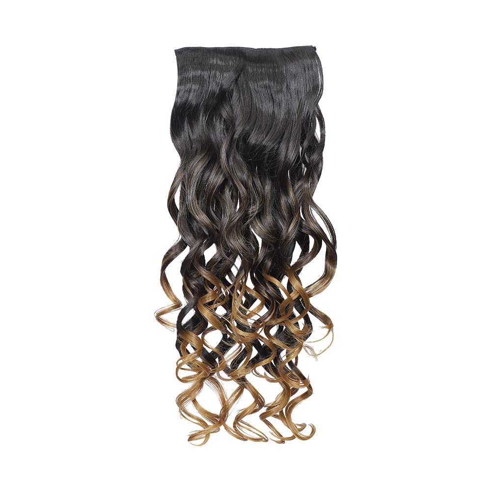 KIS 100% Human Hair Blend Clip-In Hair Extensions - 28 Inch Curly Ombre Gold (NK-51) | Tangle Free, Washable, Reusable & Heat Resistant | Perfect for Parties, Weddings & Daily Styling