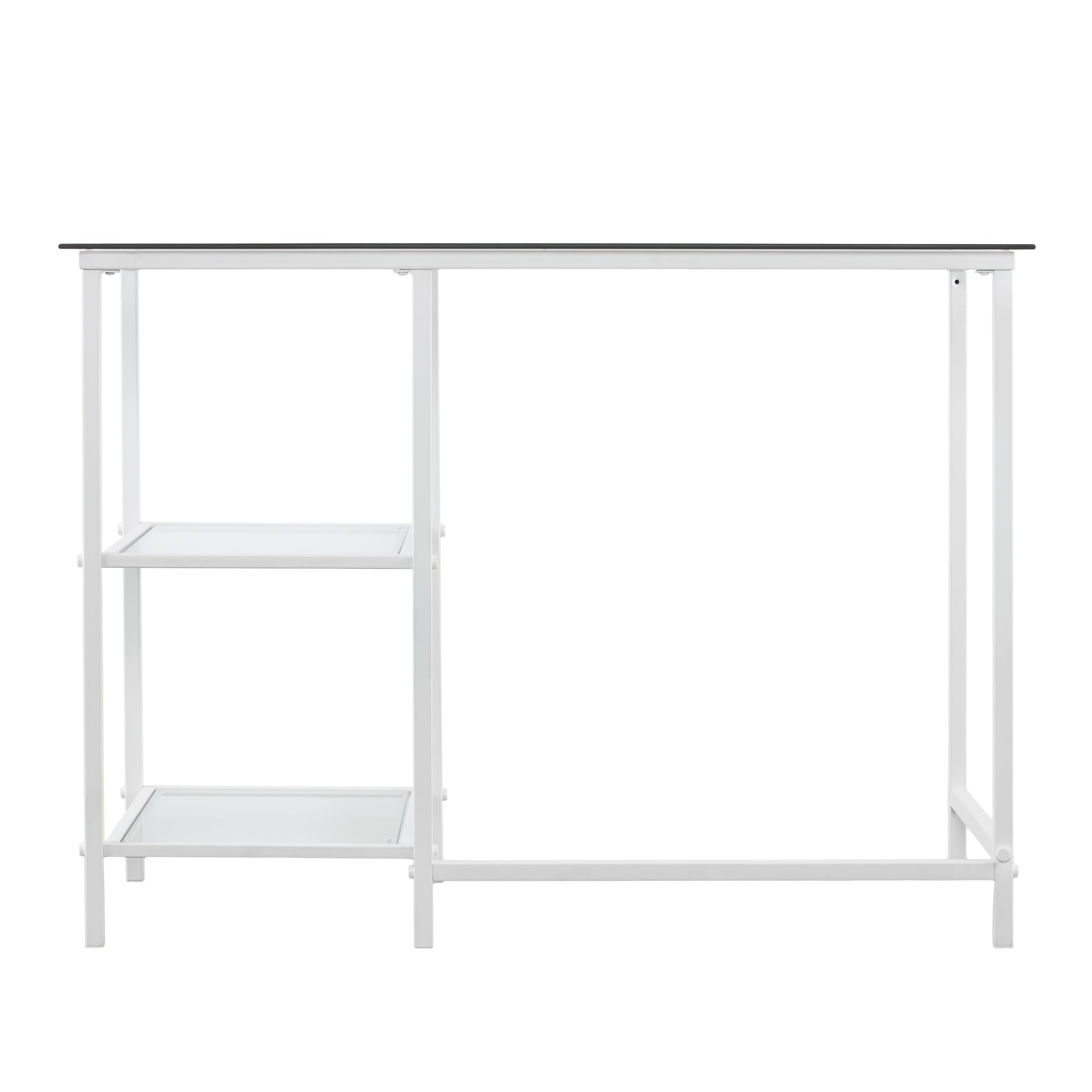 SEI Furniture Layton Metal and Glass Student Desk - White Study Desk for Home Office, Dorm Room, or Small Spaces
