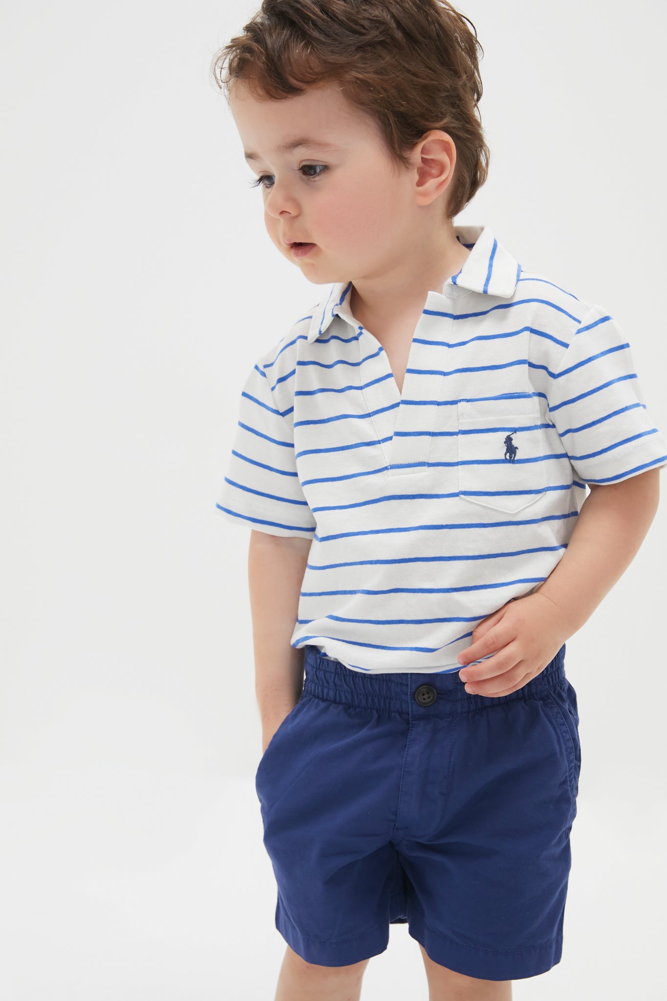 Boys Light Navy Parachute Twill Relaxed Fit Easy Shorts - Comfortable Casual Pants for School, Play & Everyday Wear