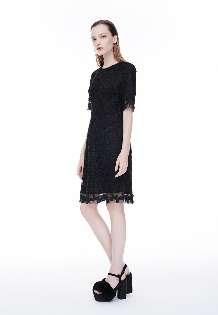 Elegant Black Lace Formal Evening Gown for Women - Perfect for Prom, Wedding Guest & Cocktail Party Dresses
