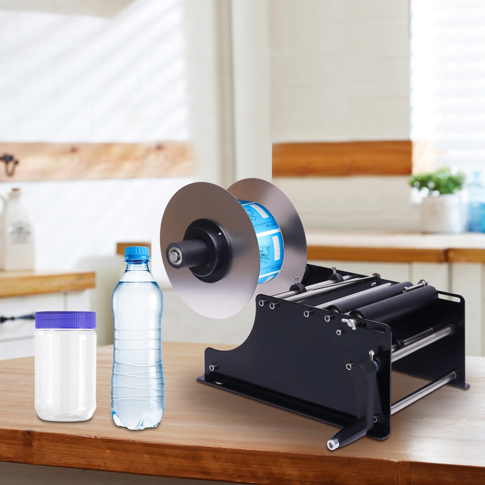MT-30 Manual Labeling Machine for Round Bottles - 30 Labels/Minute Sticker Applicator - Perfect for Cosmetics, Essential Oils & Small Bottle Labeling