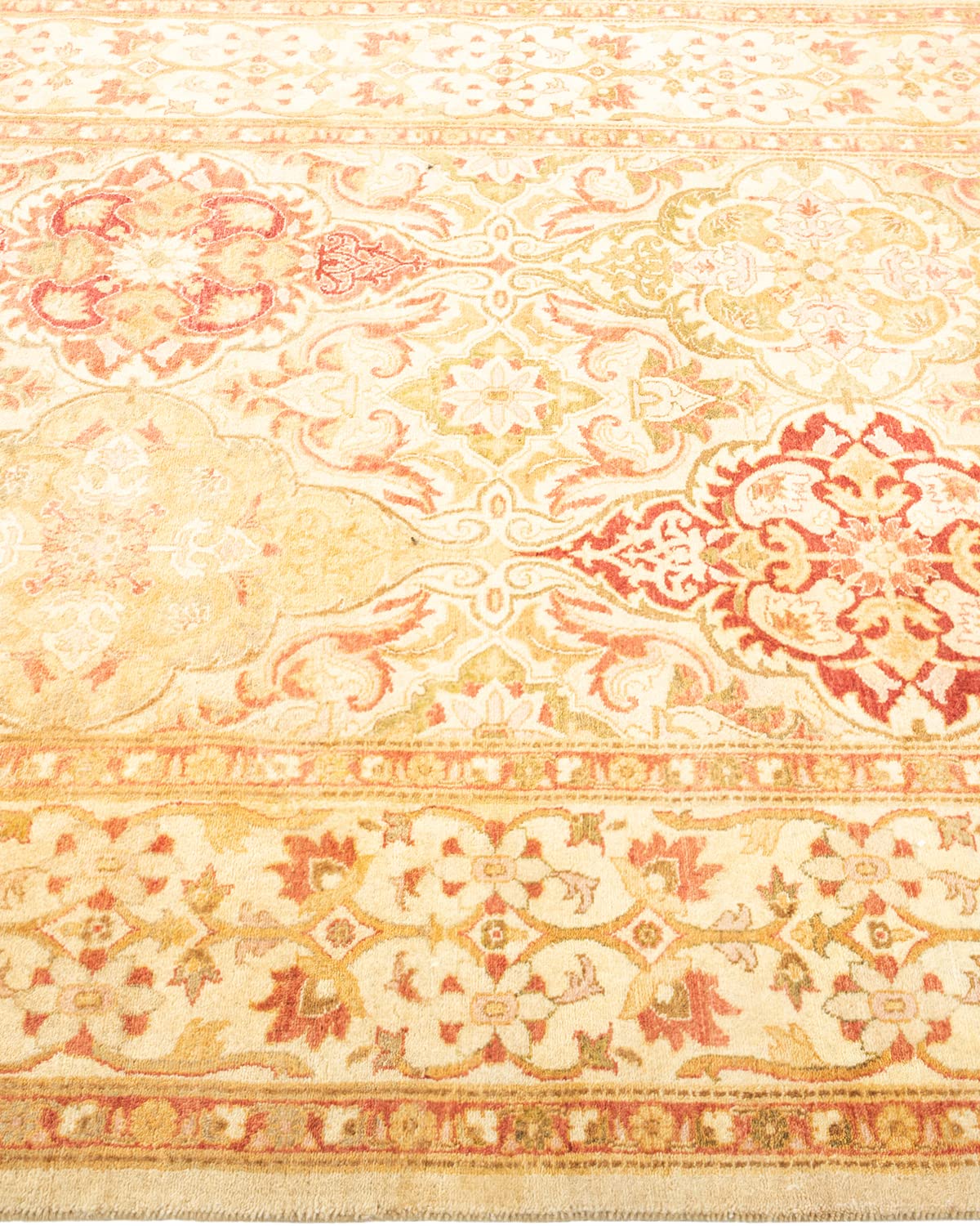 Handmade Traditional Oriental Mogul Ivory 4x6 Wool Area Rug - One of a Kind Hand Knotted Solo Rugs for Living Room, Bedroom & Home Decor
