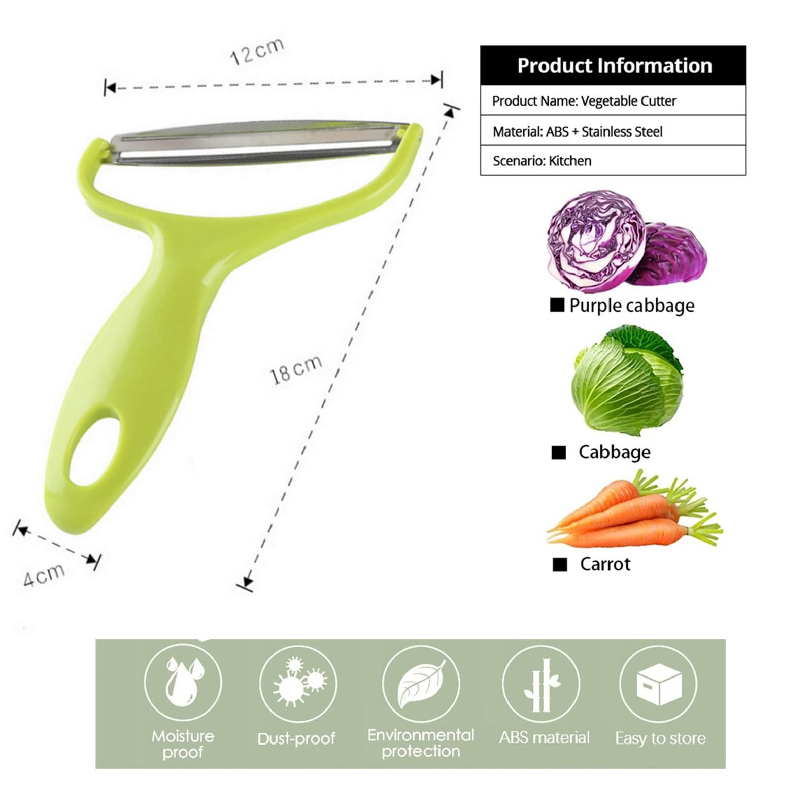 Stainless Steel Vegetable Peeler & Cabbage Shredder - Potato, Fruit, Coleslaw Cutting Tool for Kitchen | Perfect for Salads, Stir-Fries & Meal Prep