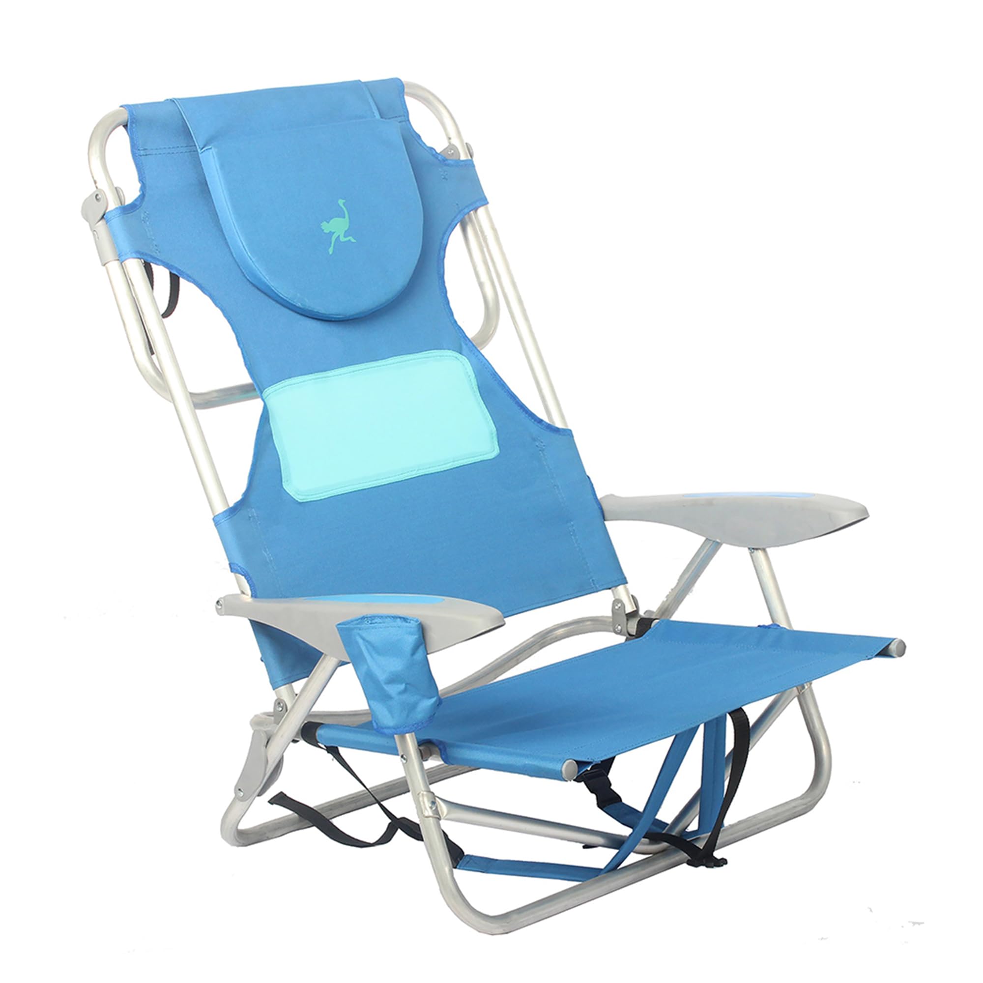Lightweight Women's Outdoor Backpack Beach Chair with 5 Adjustable Positions, Carry Straps & Cup Holder - Portable Foldable for Camping, Picnic, Beach, Travel (4 Pack, Blue)