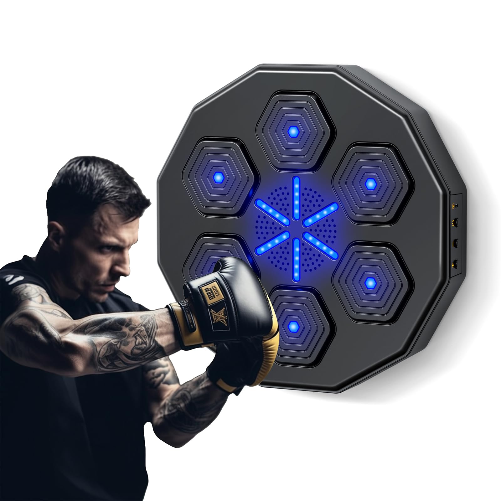 Smart Music Boxing Machine with Gloves - Wall Mounted Home & Gym Boxing Trainer - Boxing Rhythm Game for Fitness, Stress Relief & Fun Workouts (Includes Boxing GLOVES02) - Perfect for Home Gym, Cardio Training & Interactive Exercise