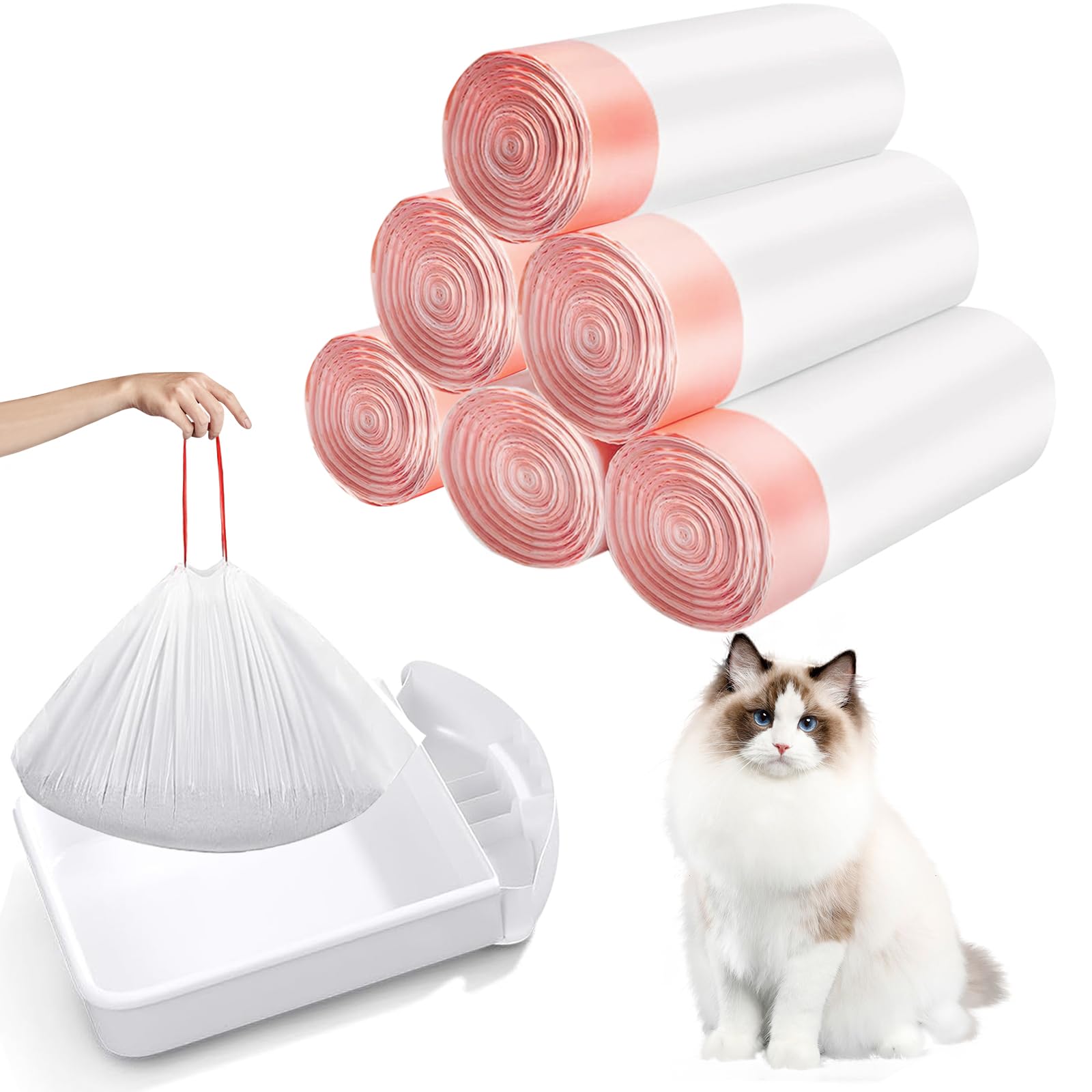 Premium Cat Litter Box Liners 120 Count - Extra Thick Leak-Proof Waste Bags for Cleanpethome Self-Cleaning Litter Box | Heavy Duty Disposable Liners for Automatic Cat Toilets & Home Trash Use | Perfect for Multi-Cat Households & Odor Control