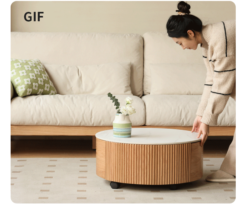 Solid Oak Wood Rocking Coffee Table - Rustic Living Room Furniture for Cozy Home Decor & Relaxation