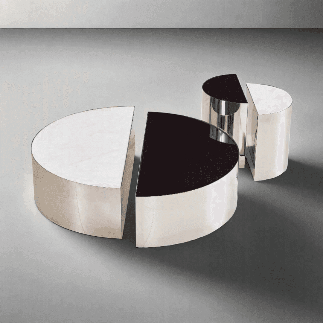 Guido Cultured Marble Nesting Coffee Table Set - Modern Side Table for Living Room, Bedroom & Office - Space Saving Nesting Tables with Elegant Marble Finish
