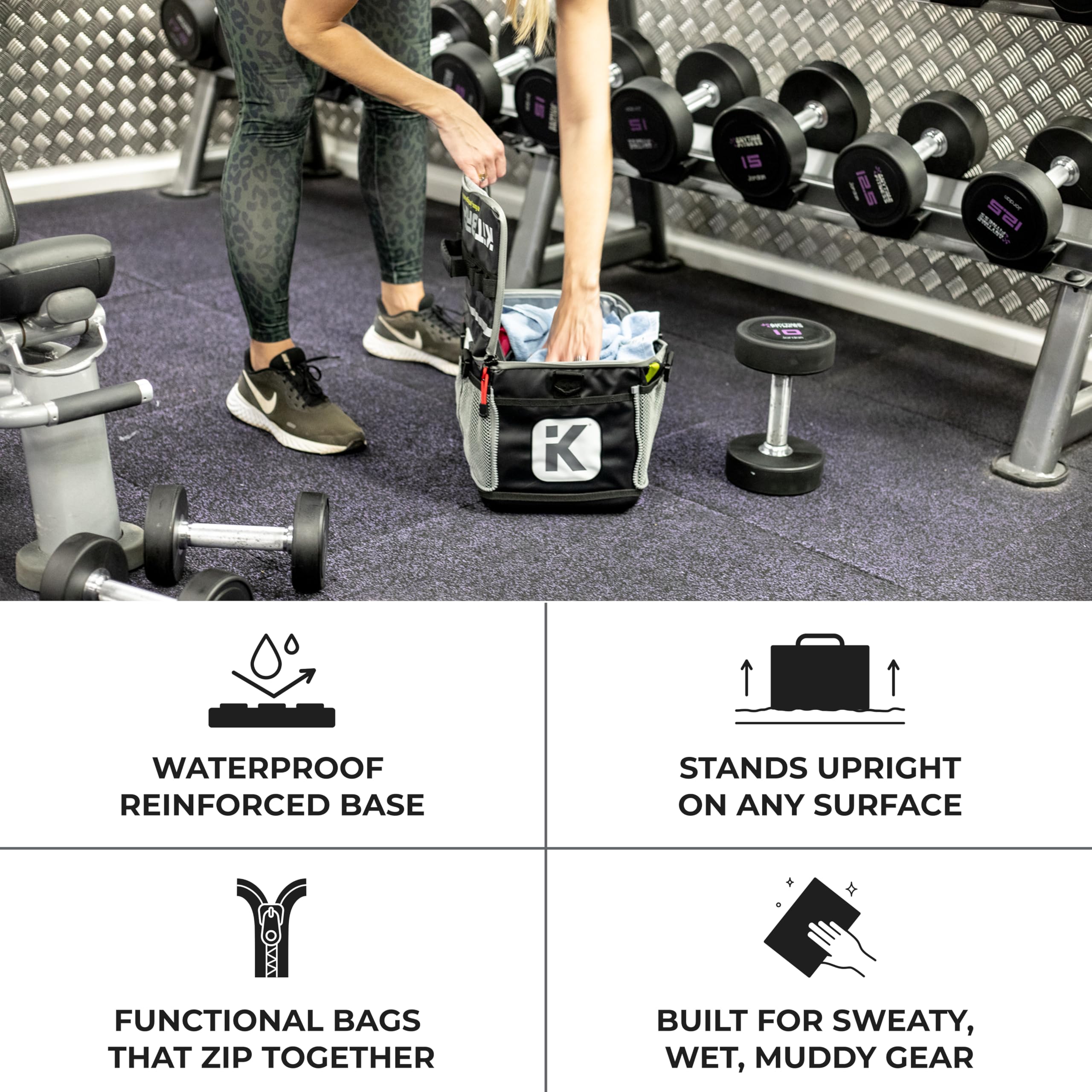 **KITBRIX Waterproof Gym Bag & Duffel Bag - Heavy Duty Travel Bag for Sports & Outdoor - Ideal for Swimming, Soccer, Wrestling, Camping & Triathlon - Durable Wet Gear Storage for Active Lifestyles**