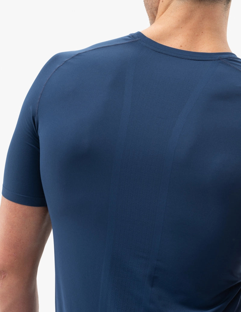 Compressport Men's Trail Running Short Sleeve T-Shirt - Lightweight Performance Shirt for Hiking, Trail Racing & Outdoor Adventures - Blue