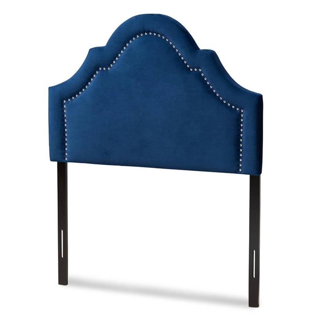 BOWERY HILL Modern Navy Blue Velvet and Wood Twin Headboard - Elegant Bedroom Decor for Small Spaces, Guest Rooms & Kids' Rooms