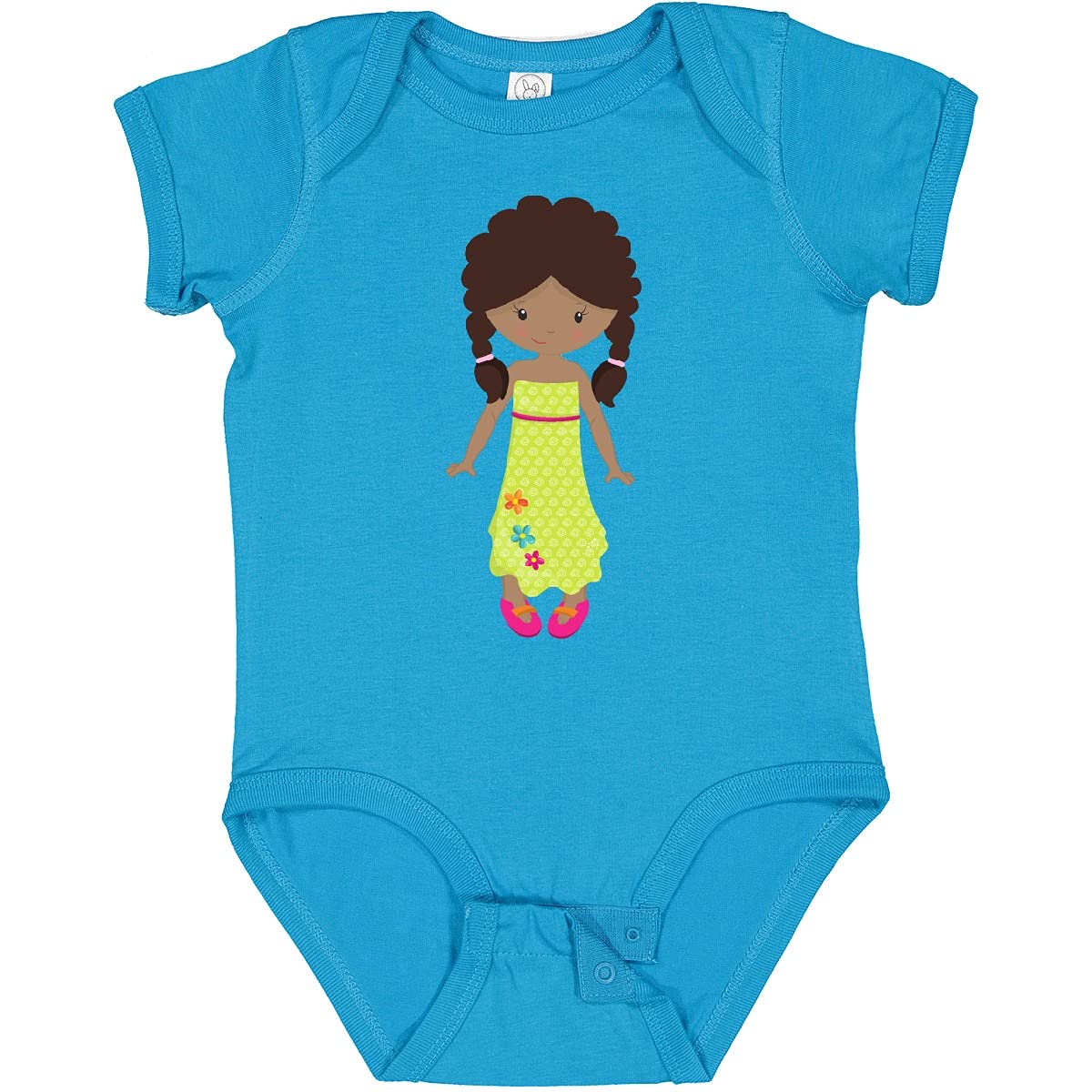 Inktastic African American Girl Green Dress Baby Bodysuit - Cute Fashion Outfit for Infants & Toddlers - Perfect for Family Photos, Birthday Parties & Everyday Wear