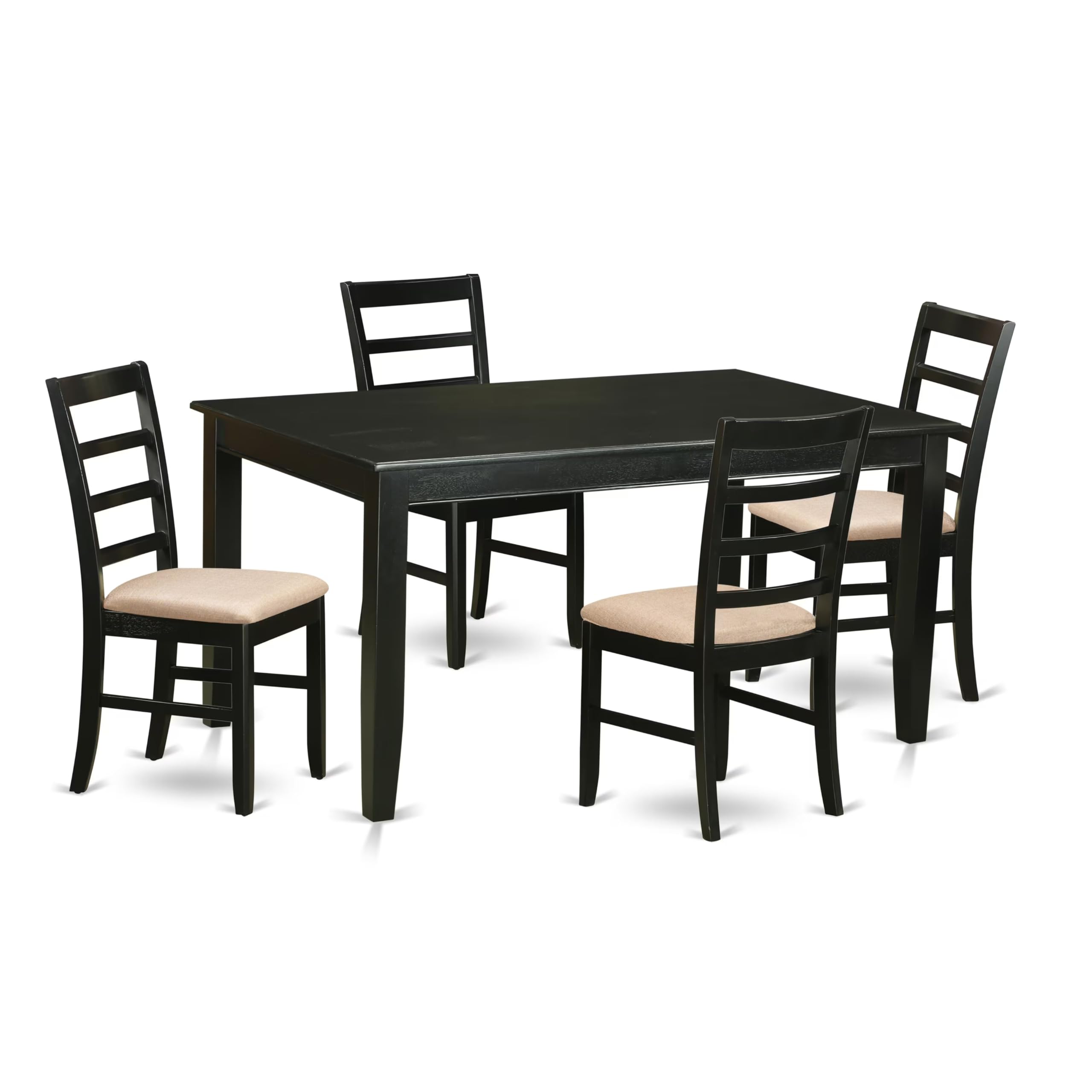 East West Furniture 5-Piece Black Dining Set with 36x60 Inch Rectangle Table & 4 Linen Upholstered Chairs – Modern Kitchen & Dining Room Furniture for Family Gatherings & Dinner Parties