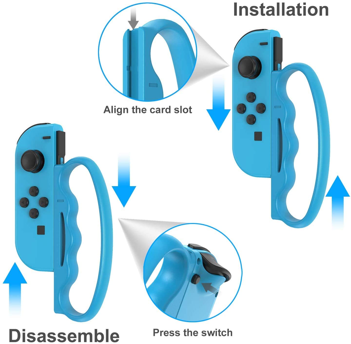 Upgraded Fitness Boxing Hand Grips for Nintendo Switch & OLED Model JoyCon - 2 Pack (Blue & Red) - Enhanced Grip Accessories for Adults & Kids - Perfect for Ring Fit Adventure, VR Boxing & Home Workouts