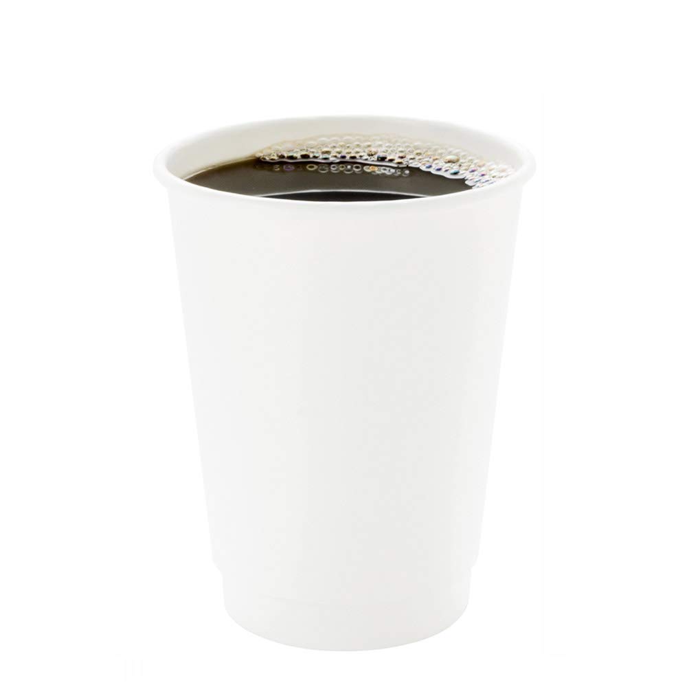 Restaurantware 12oz Disposable Coffee Cups - 500 Pack Double Wall Insulated Hot Cups for Coffee, Tea & Hot Chocolate | White Rippled Paper Cups (Lids Sold Separately) | Perfect for Cafes, Offices & Catering Events