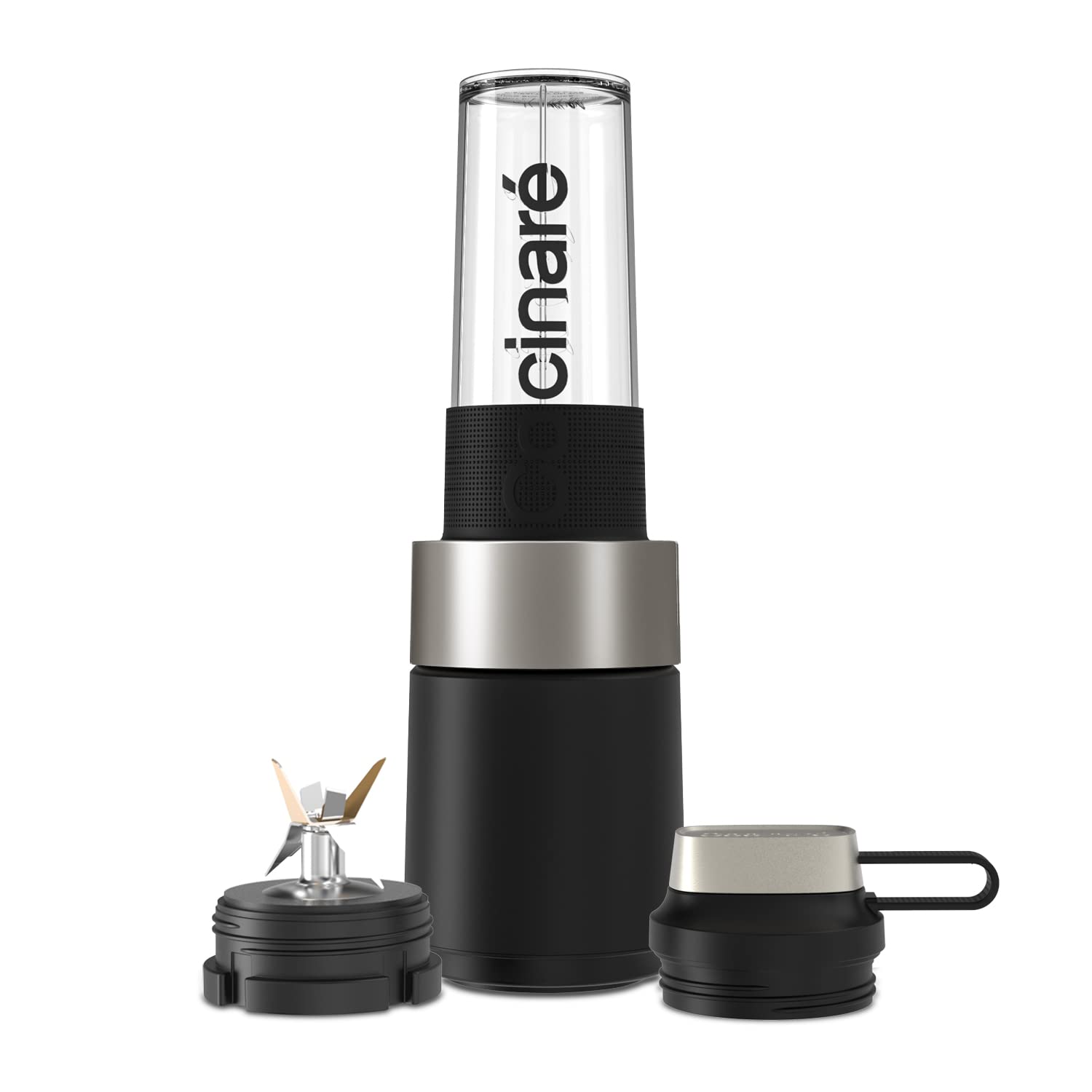 Cocinare 1100W Personal Blender - 6 Titanium Blades Portable Smoothie Maker for Shakes, Frozen Fruits, Ice & Nuts - 16oz Travel Sports Bottle - Perfect for Kitchen, Gym & Outdoor Adventures (Black)