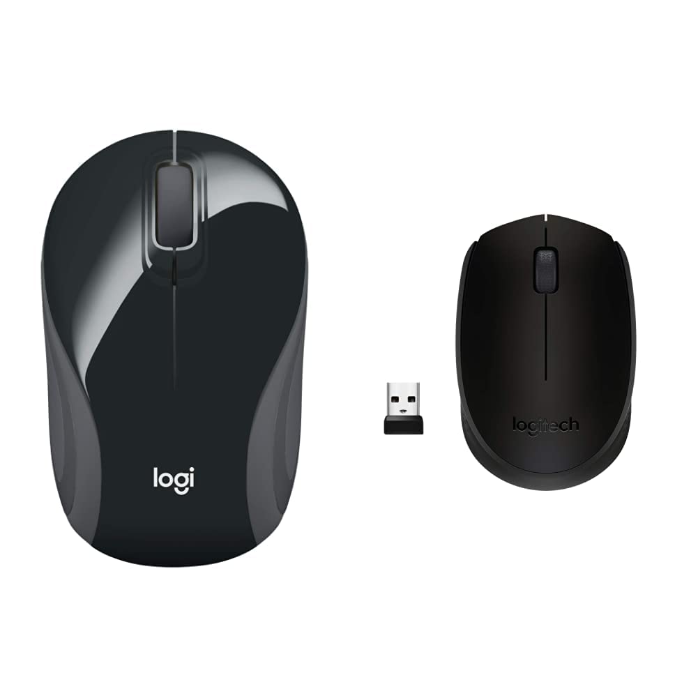 Logitech M187 & M170 Wireless Mini Mouse - Ultra Portable 2.4GHz Optical Mice for Laptop, PC, Mac - Black (Perfect for Travel, Office & Home Use)