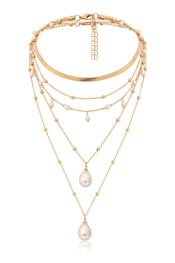 Vintage Style Pearl Necklace with Chain - Elegant Imitation Pearl Jewelry for Women, Perfect for Weddings, Parties & Daily Wear