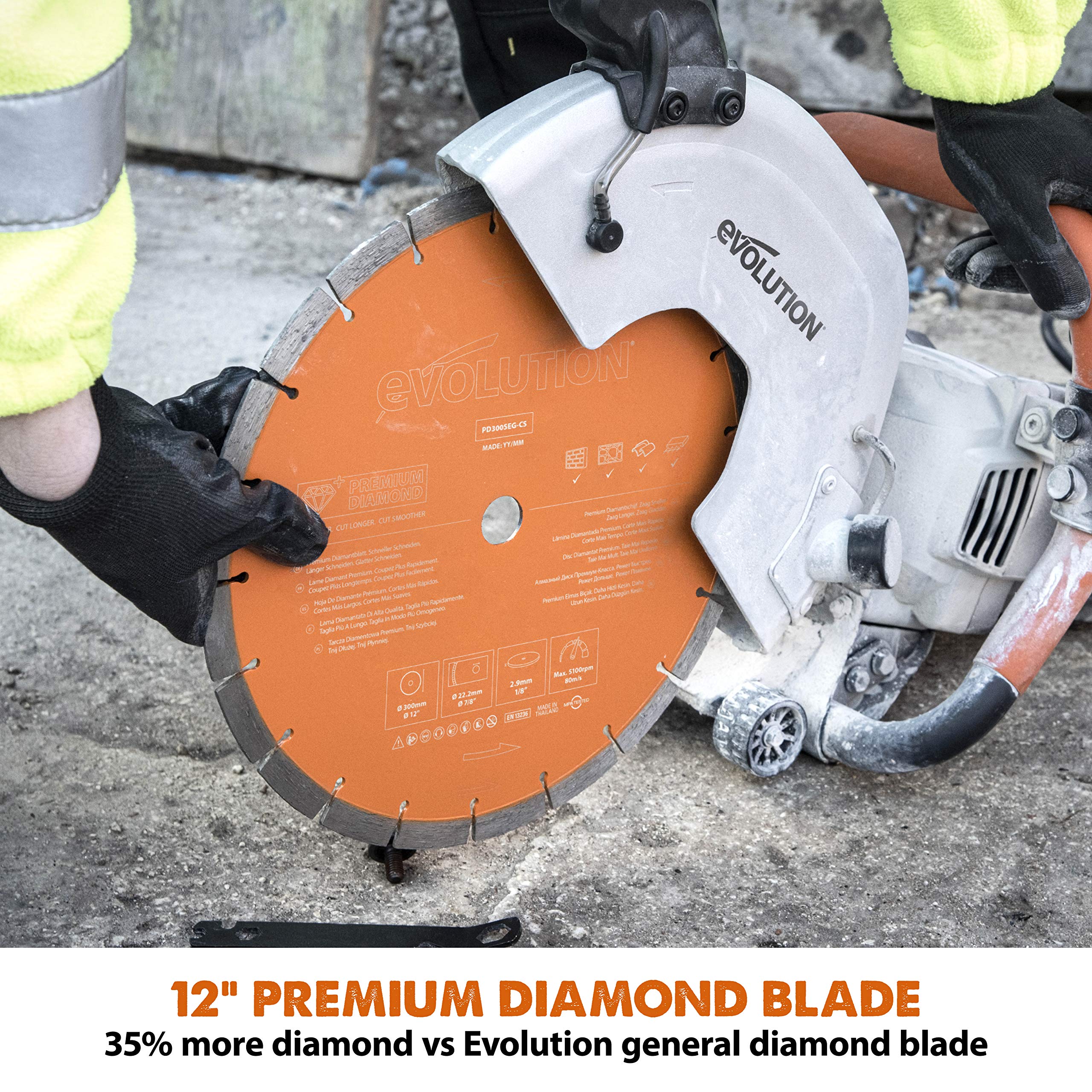 Evolution R12DCT 12-Inch Electric Concrete Saw with Water Fed Dust Suppression - Angle Grinder & Cut Off Saw for Masonry Work (No Gas, 4-1/2