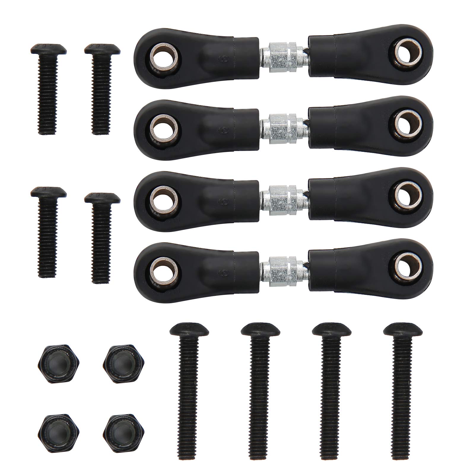 4PCS RC Car Steering Linkage Set - Durable 1/10 Scale RC Crawler Upgrade Parts (42-50mm) for Off-Road RC Vehicles - Perfect for Rock Crawling & Trail Driving