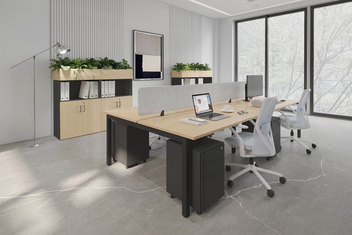 Quadro Square Legs 4-Person Office Workstation Desk - 1800mm x 700mm (71