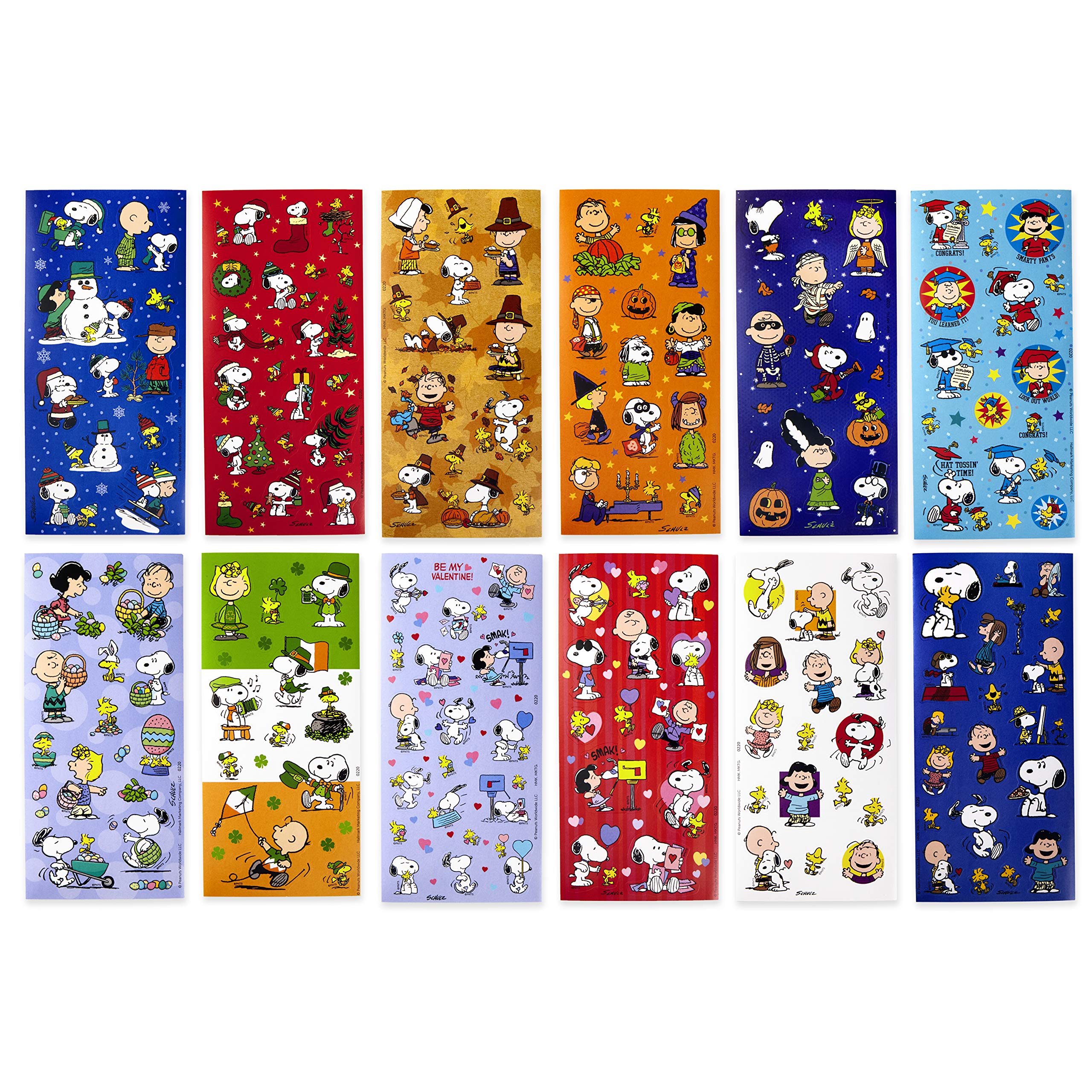 Hallmark Peanuts Stickers for Kids - 237 Stickers (12 Sheets) - Easter, Back to School, Halloween & Holiday Decorations - Fun for Scrapbooking, DIY Crafts & Party Favors