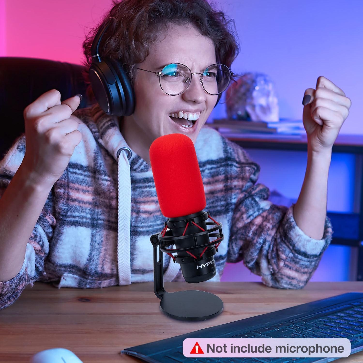 HyperX QuadCast Pop Filter - Red Microphone Windscreen & Noise Reduction Foam Cover for HyperX QuadCast S | Improves Sound Quality | Perfect for Streaming, Podcasting & Gaming
