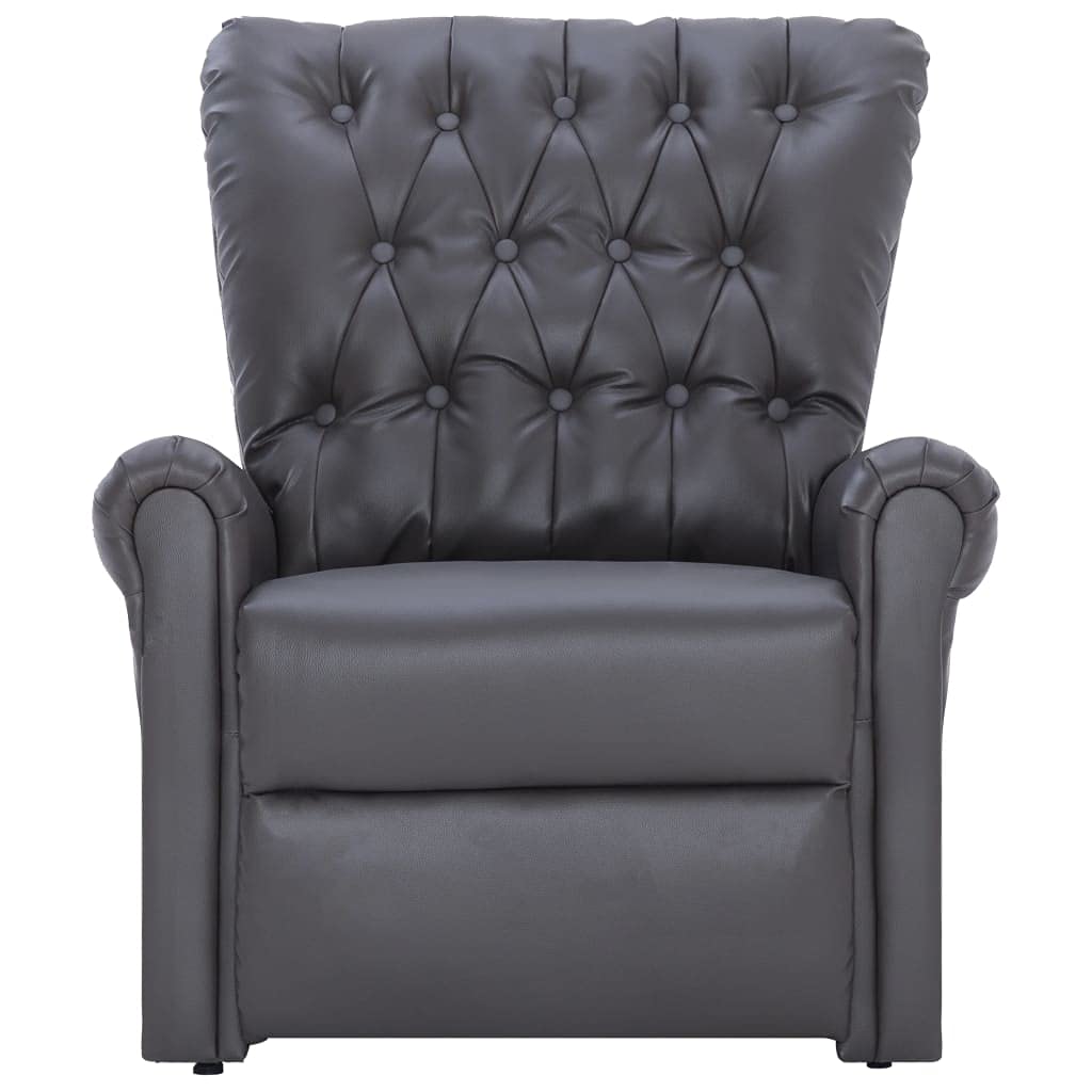 Gray Faux Leather Reclining Chair - Modern Accent Lounge Chair for Living Room, Upholstered Side Chair with Padded Comfort - Perfect for Reading, Relaxing & Home Decor