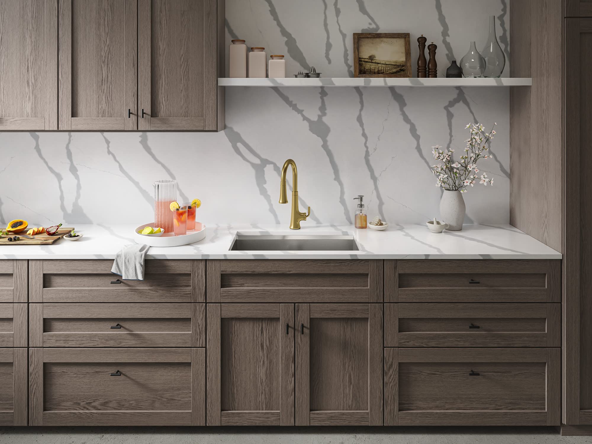 Kohler 23766-WB-2MB Voice Activated Kitchen Faucet with Pull Down Sprayer, Touchless Brushed Brass Sink Faucet - Ideal for Modern Kitchens & Hygienic Food Prep Areas