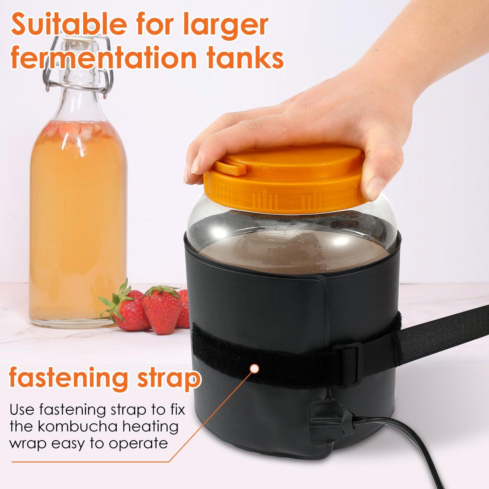 Premium Kombucha Heating Pad - 5.5×20.8in Waterproof Fermentation Heater Wrap with Precise Temperature Control for Kombucha Jars & Home Brewing - Perfect for Kombucha, Yogurt, Mead, and DIY Fermentation Projects