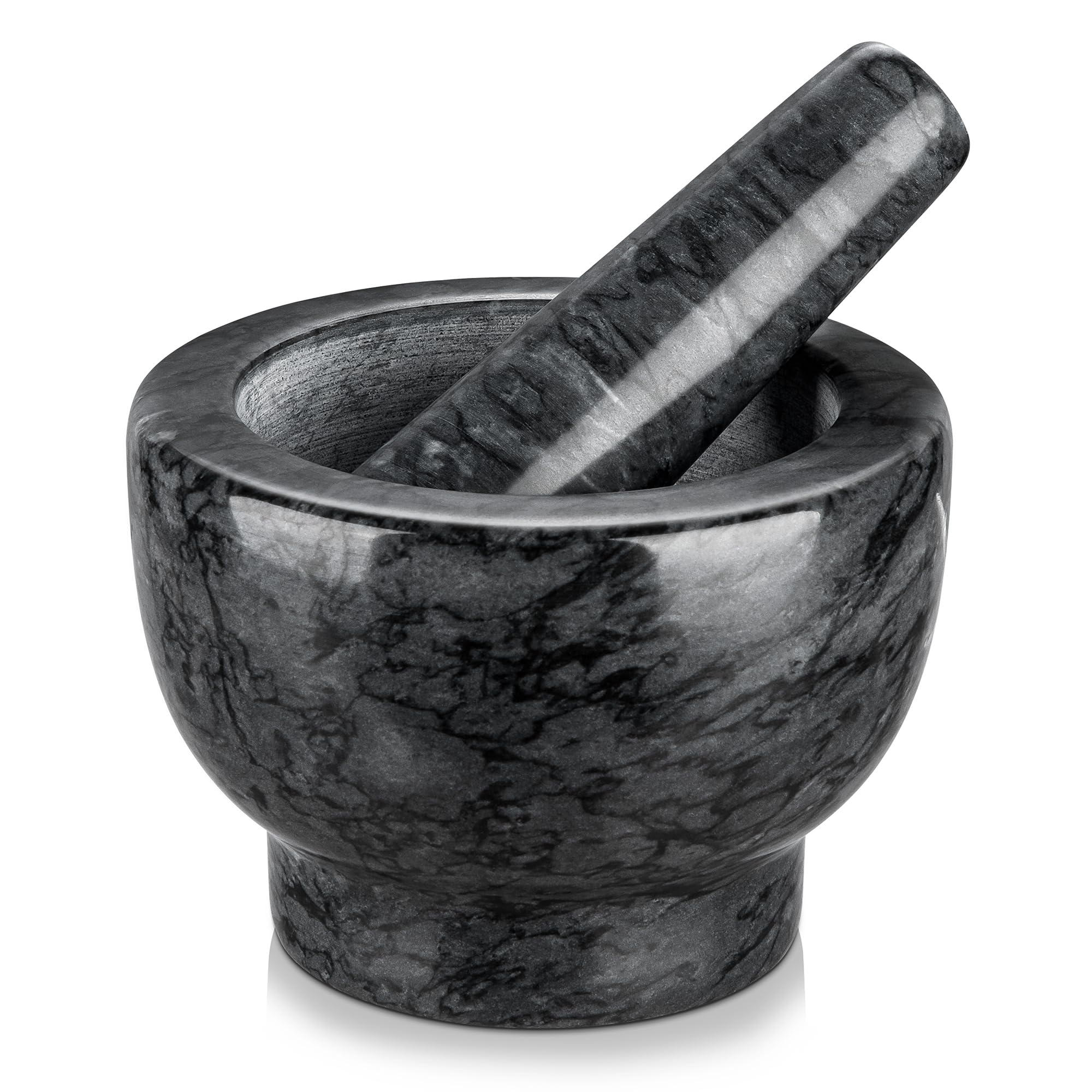 Velaze Marble Mortar and Pestle Set - 5.1 Inch Natural Stone Spice Grinder & Crusher for Herbs, Pills, Pesto - 1.25-Cup Capacity Heavy Duty Kitchen Tool for Grinding, Mixing & Crushing - Perfect for Cooking, Baking & Herbal Remedies
