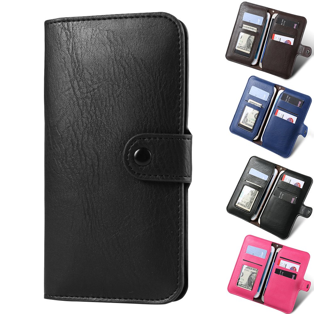 Premium PU Leather Card Holder Wallet Case for Samsung Galaxy S7, J3, J1 - Multi-Function Phone Cover with RFID Protection (Black) - Perfect for Travel, Business & Everyday Use