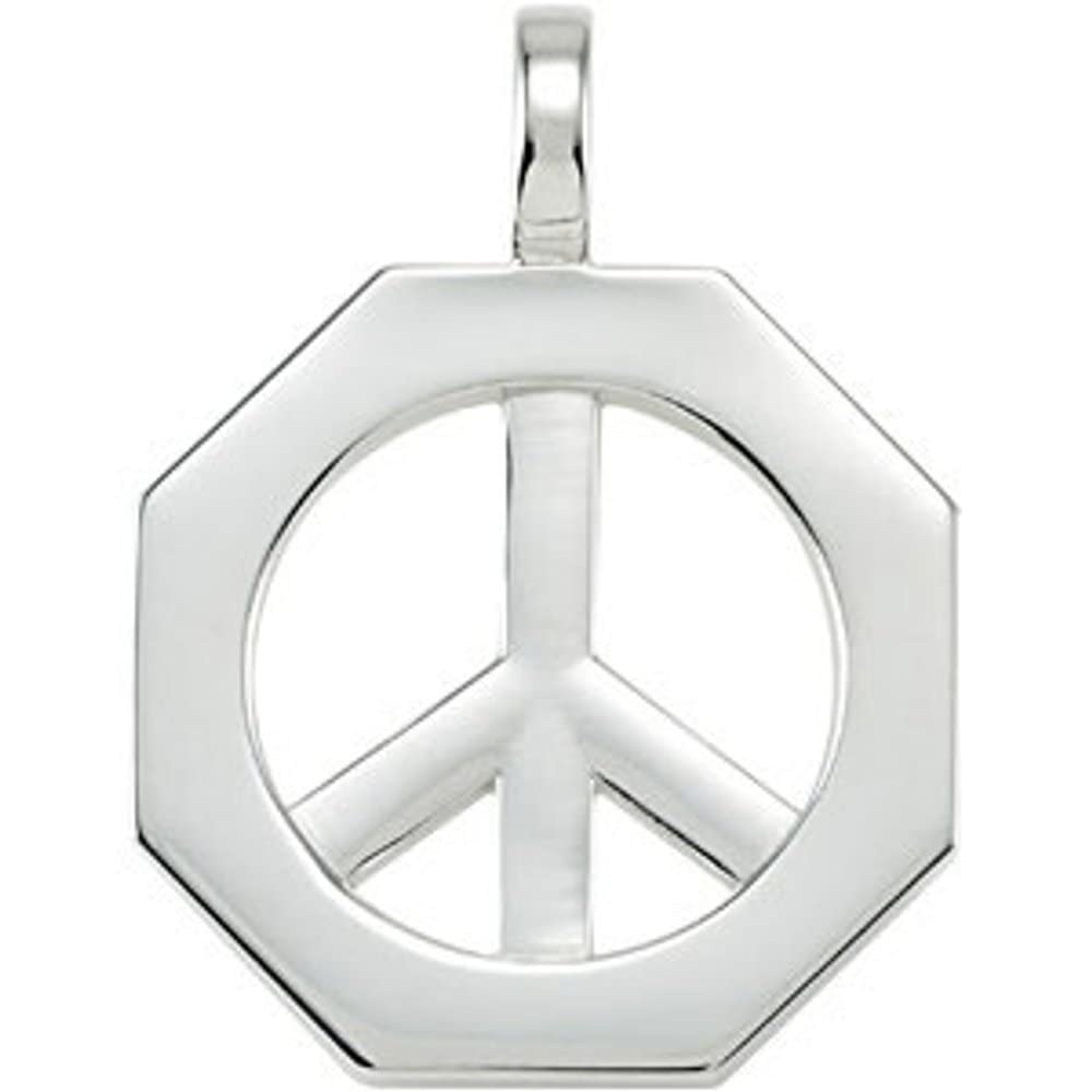925 Sterling Silver Octagon Peace Sign Pendant Necklace for Women | Dainty Hippie Jewelry Gift for Her | Perfect for Music Festivals & Boho Fashion