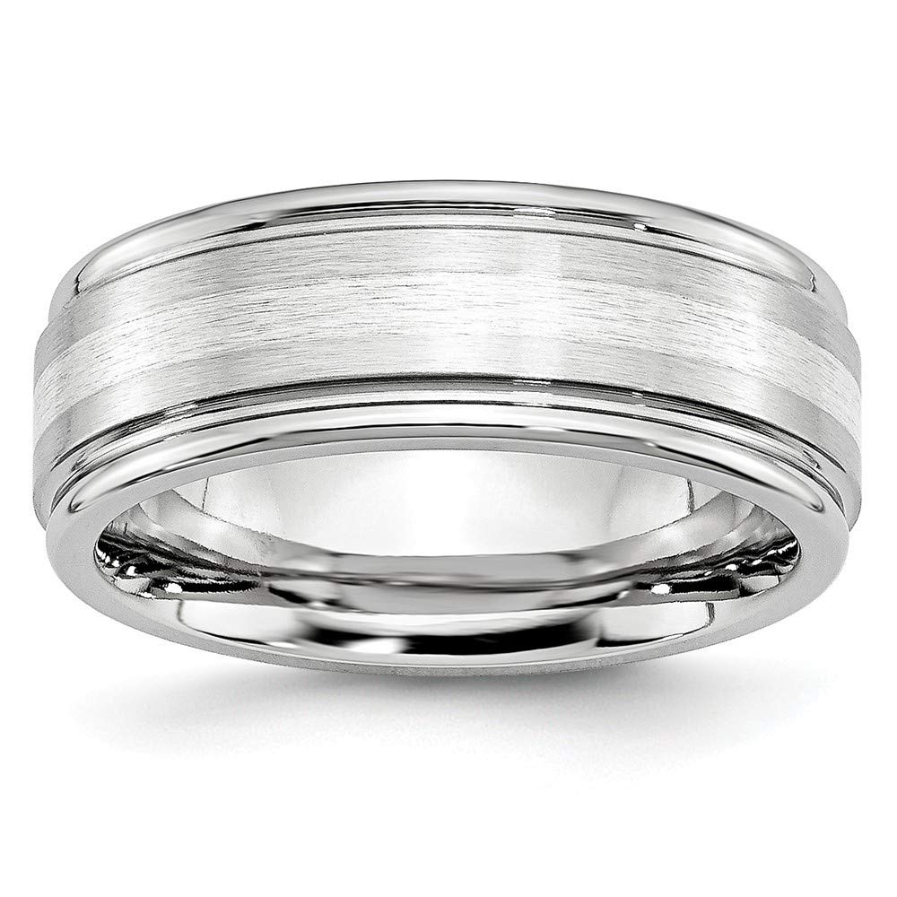 Cobalt Chromium 925 Sterling Silver Polished Engravable Round Edge Inlay Satin Finish 8mm Wedding Band Ring for Women - Size 7-13 - Perfect for Anniversary, Engagement, and Everyday Wear Jewelry Gift