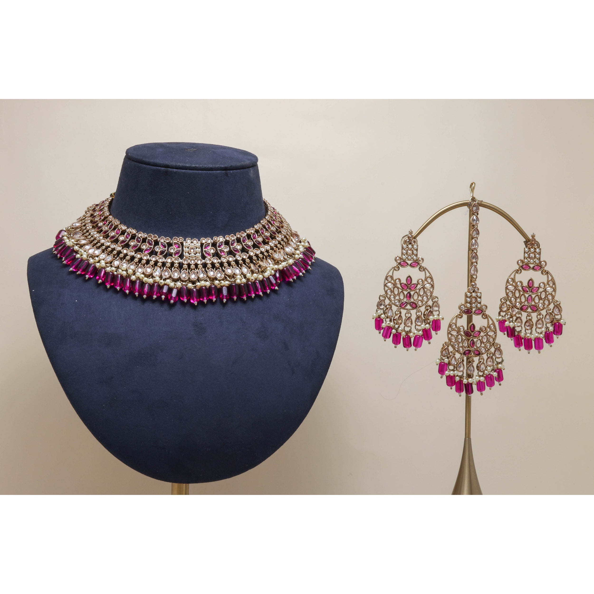AAROHI POLKI Full Set Jewelry - Traditional Indian Kundan Necklace, Earrings & Bangles Set for Weddings, Parties & Festive Occasions